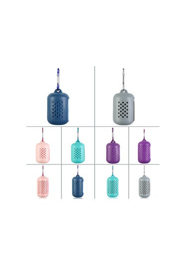 Xiyyadms Spor Ve Seyahat Için Serinletici Mikrofiber Hızlı Kuruyan Havlu Silikon Kılıflı Mor 30x90 Cm Yeni Set Çok Renkli