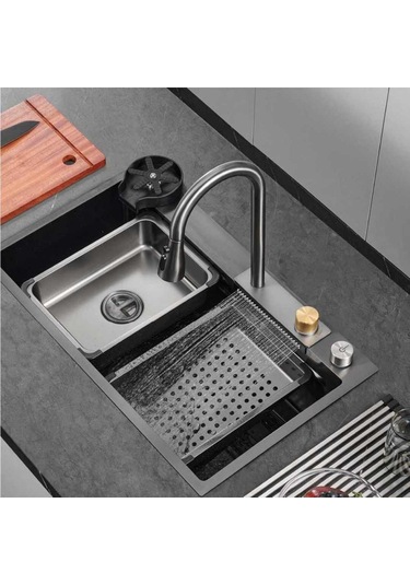 Crauf Dolce Vita 6375 Füme Akıllı Mutfak Eviyesi Füme