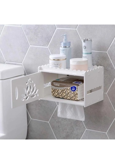 Doku Kutusu-içi Boş Ahşap Plastik Su Geçirmez Doku Kutusu Banyo Wc Punch Ücretsiz Kağıt Havlu Tutucu Kutusu Duvar Tuvalet Kağıdı Asılı Tepsi Rafı