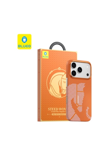 Apple Uyumlu iPhone 17 Pro Max Steed Woven Magsafe Aramid Fiber Premium Kılıf Turuncu