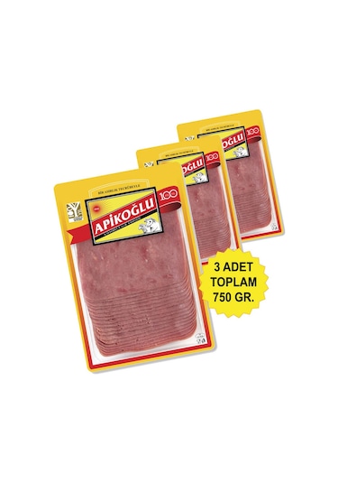 Dilimli Dana Jambon 250 Gr. Üçlü Paket Toplam 750 Gr.