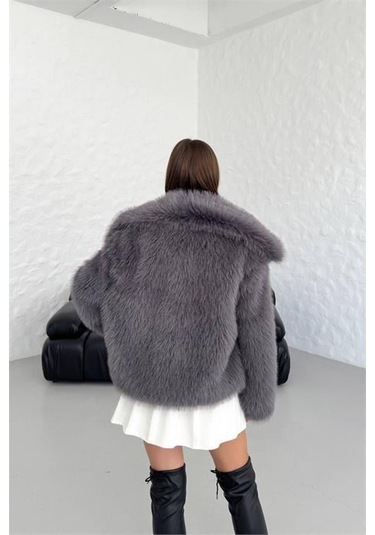 Kadın Yüksek Kalite İthal Kürk Mont Dpnbg037 Antrasit