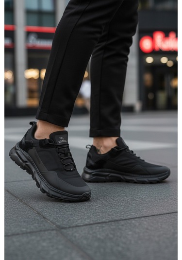 Siyah Bağcıklı Erkek Yürüyüş Ve Spor Ayakkabı Rainy M Siyah