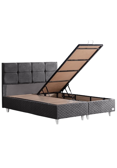 Gümüş İkili Set, Gümüş Çift Kişilik Baza Başlık Seti Antrasit 150 x 200