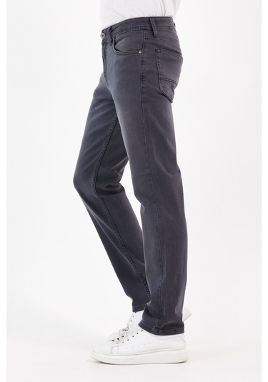 Digital Jeans Normal Kesim Fermuarlı Geniş Paça Yüksek Bel Erke Gri Açık Gri