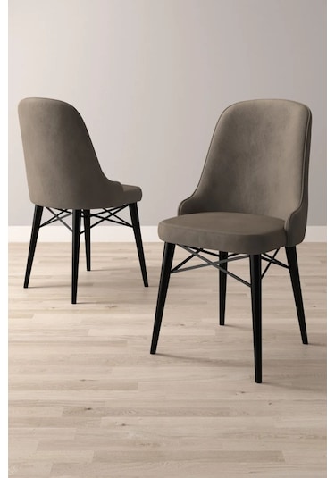 Nova Serisi, 4 Adet Cappucino Mutfak Sandalyesi, Siyah Gürgen Ayak, 1. Sınıf Babyface Kumaş