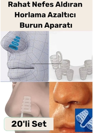 Yeni Seri Rahatlatıcı Uyku Önleyici Horlama Azaltıcı Nefes Alıp Verme Burun Delik Aparatı 20'li Set
