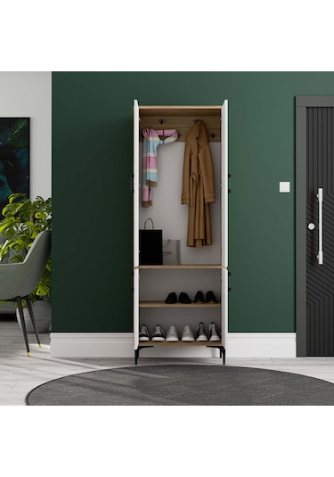 5032 Royal 4 Kapaklı 5 Askılı Portmanto Sepet - Beyaz