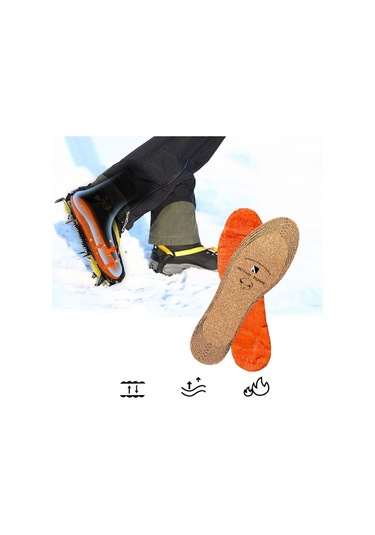 Lx09 - Vegan Doğal Mantar Turuncu Peluş Doğal Isı, Soğuk Havalara Özel, Sıcak Tutan Iç Tabanlık