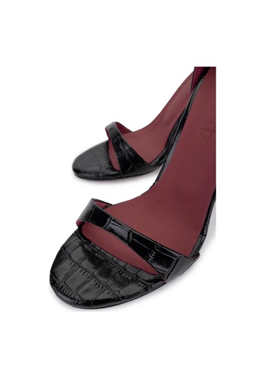 Tamer Tanca Kadın Siyah Hakiki Deri Kroko Topuklu Ayakkabı 340 158 Bn Ayk Y25 Sıyah Kroko Siyah