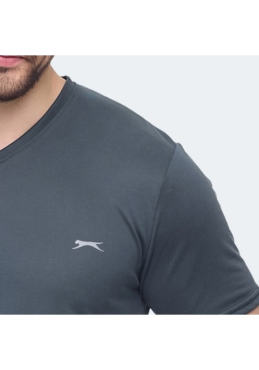 Slazenger KRAKKER Erkek V Yaka Antrasit Tişört