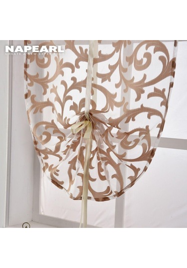 Krem 1 Pc Napearl Avrupa Tarzı Moda Çiçek Pencere Ev Mutfak Jakarlı Kumaş Tül Perde 1pc W80cm X L220cm Krem