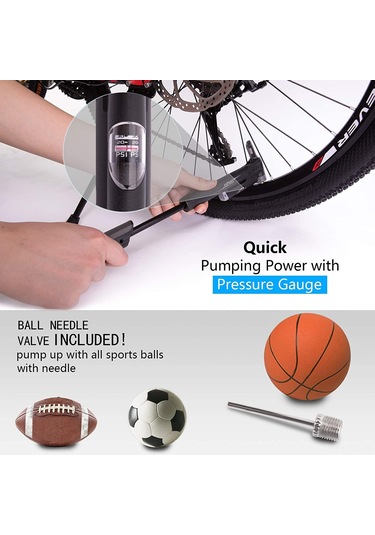 Hombey Bisiklet Lastiği Tamir Seti: 120psı Presta-schrader Pompa, Tamir Yama, Mini Çekiç Ve Aksesuarlar - Siyah Abs Ve Çelik