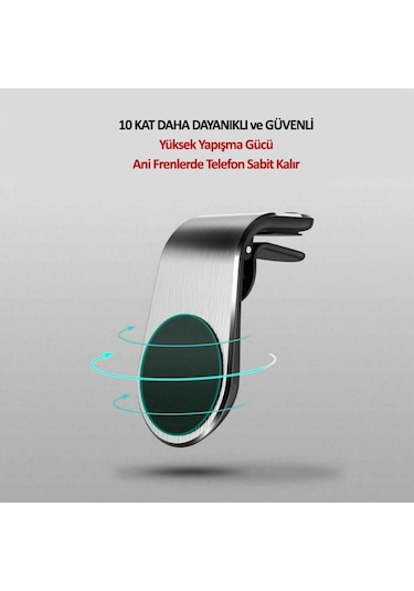 Manyetik Mıknatıslı Havalandırma Araç Telefon Tutucu L Tipi (413752600)