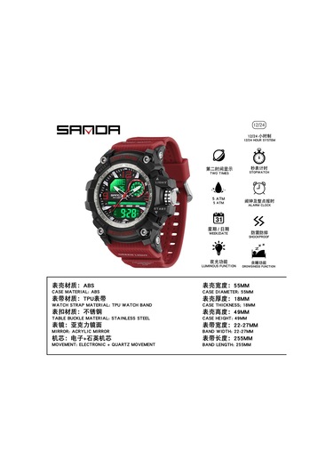 Sanda 33671 Çok İşlevli Erkek Spor Saati Mavi Gri