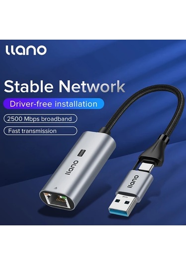 Xuweiwei Llano Lcn2500g Usb 3.1 Rj45 Gigabit Ethernet Adaptör Oyun Ve Canlı Yayın İçin Uyumlu
