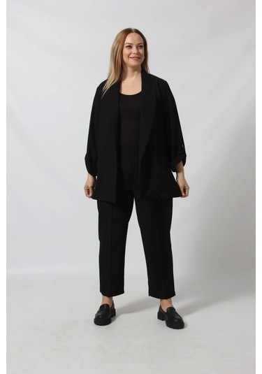 Moda Berray Şık Blazer Ceket Ve Pantolon Takım Siyah