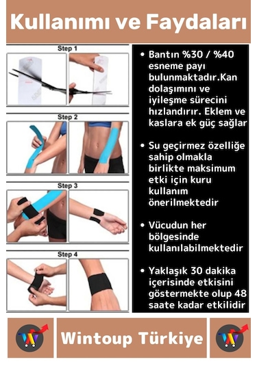 Hızlı Etki Kas Bel Bacak Kol Boyun Sırt Omuz Karın Kalça Spor 5 Metre Isı Ağrı Bandı Ten