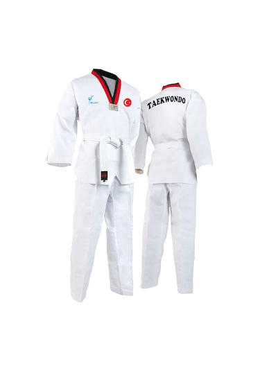Ay Yıldız Baskılı Pum Yaka Taekwondo Elbisesi Dobok Tekvando Elbisesi Beyaz