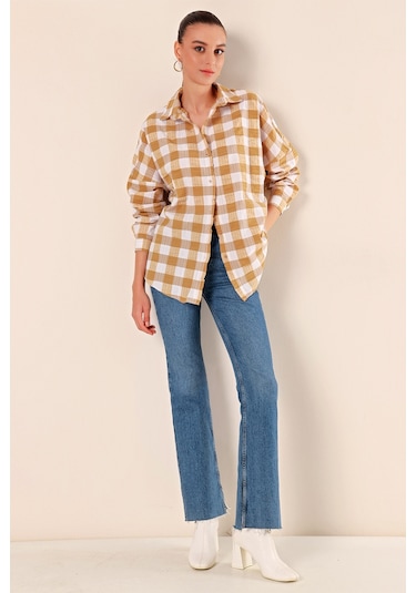 Bigdart 3900 Oversize Uzun Basic Gömlek - Vizon 001