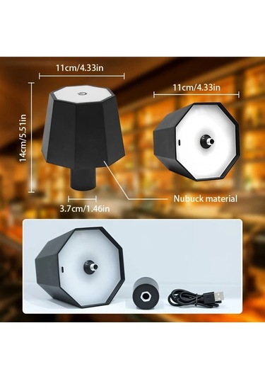 Chuangyinshop Siyah Sekizgen Şarap Şişesi Led Lamba, 3 Renk Dokunmatik, Usb Şarjlı, Pilli Dekoratif Aydınlatma