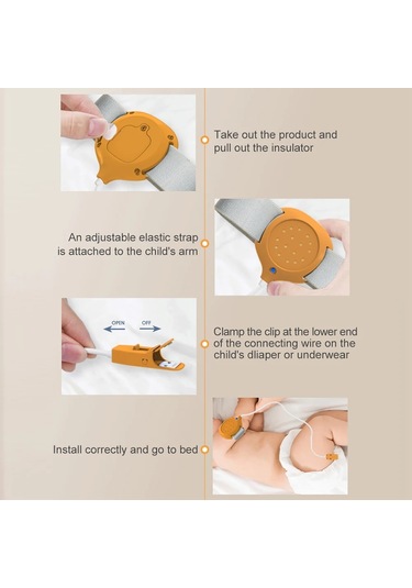 GubisiStore Turuncu Kablolu Bebek Yatak Islatma Alarmı