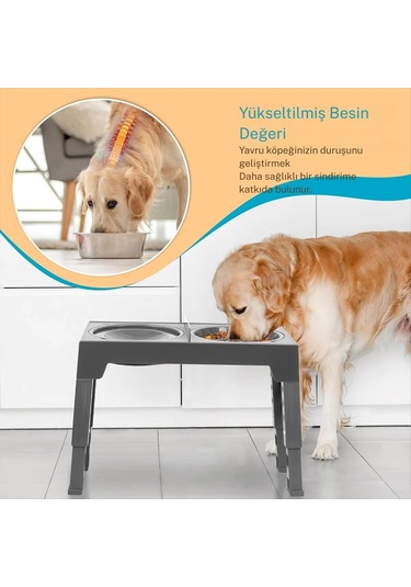 Ayarlanabilir Yükseltilebilir Köpek Kedi Mama Kabı Yavaş Yeme Ve Sıçrama Önleyici Su Kabı 2 Li Set