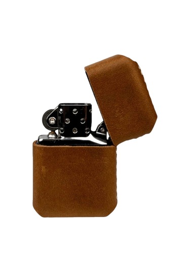 Handmade El Yapımı Hakiki Deri Zippo Modeli Çakmak Açık Kahverengi