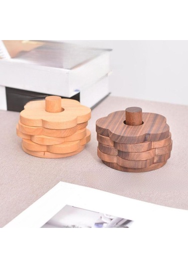 Homyl Çiçek Şekli Ahşap Bardak Altlıkları Çay Barı Için Kayın Diğer