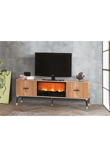 Bera Atlantik Çam Şömineli İnci Tv Sehpası Atlantik Çam