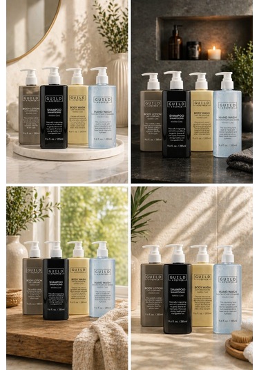 Guild + Pepper Warm Oak 4 Lü Kişisel Bakım Seti Şampuan + Duş Jeli + El Sabunu + Vücut Losyonu 285 ML