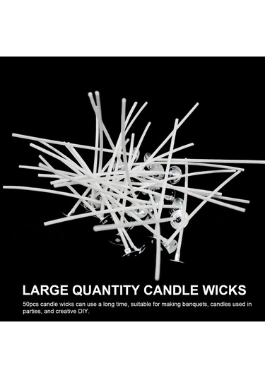 Konesam 50 Adet 10cm Pamuk Mum Teli - Sağlıklı, Duman Yok, Dıy Mum Yapımı İçin Sabit Alevli Pratik Kullanım
