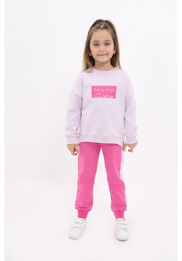 Toontoy Kız Çocuk Nakışlı Eşofman Takım Açık Lila