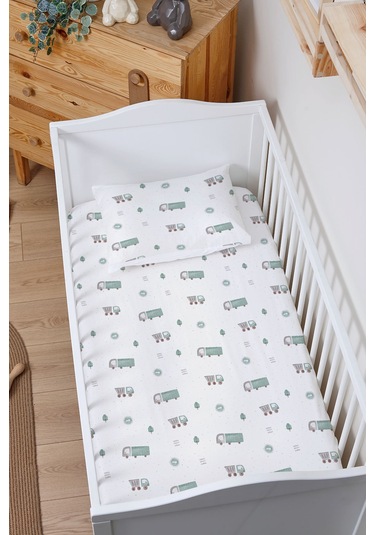 Organik Bebek Boy Lastikli Çarşaf Seti 70x110 - Şehir Macerası