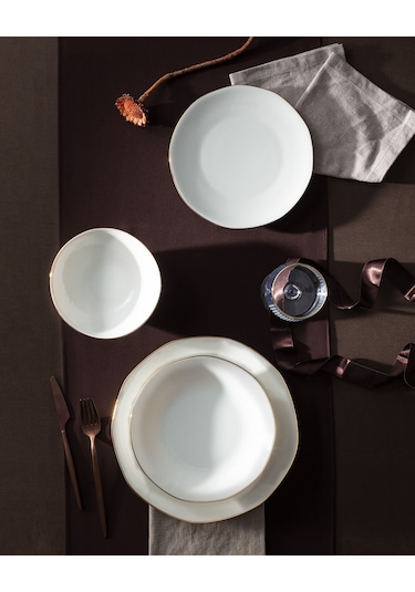 Madame Coco Collin 6 Kişilik 24 Parça Yemek Takımı - Beyaz/gold Çok Renkli