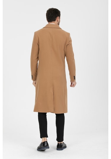 Erkek Vizyon Dar Kesim Uzun Kaşe Gömlek Yaka Palto & Kaban Vizon
