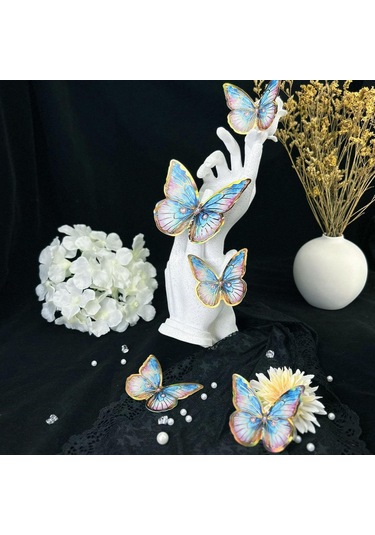 12 Adet 3d Kelebek Duvar Dekoru Lazer Kelebek Süslemeleri Doğum Günü Partisi Pasta Süslemeleri Bebek Duşu Çıkartmaları İçin Kelebek Duvar Dekoru Çıkartmaları Çok Renkli