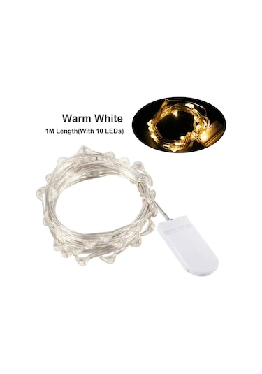 Ximistore9 1 Metre Bakır Tel Led Işık Zinciri 3000k Islak Beyaz 10 Led 2032 Pil Kutusu Noel Dekorasyon Atmosfer Işığı Ip44 Pil Dahil Değil