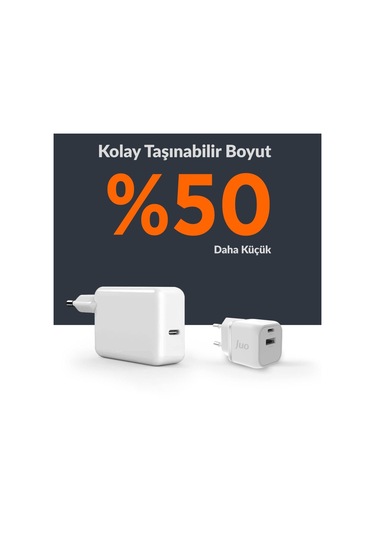 Juo 20W GaN USB-C + USB-A Şarj Aleti iPhone & iPad & Android Uyumlu PD QC4.0 Type-C Hızlı Şarj Cihazı Beyaz