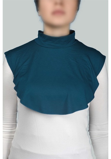 Altobeh Düz Balıkçı Yaka Boğazlı Penye Tesettür Kadın Yakalık Boyunluk - Petrol