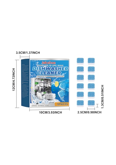 Maiyame Mutfak Makinesi Ve Çamaşır Makinesi Temizleyici Fizzy Tabletler - Kireç, Yağlı Kirlik Ve Lézyonları Kaldırır - 12 Adet Gök Mavisi