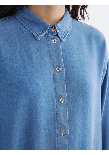 Lc Waikiki İndigo Kadın Jean Gömlek Tunik Indigo