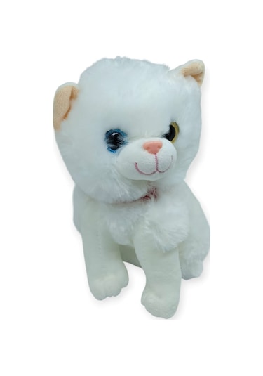Sesli Peluş Kedi Van Kedisi 25 Cm - Beyaz Beyaz