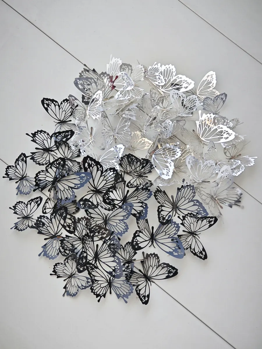 Galerea Prazdnıka Dekorasyon Ve Süsleme İçin 3d Kelebek Çıkartmaları 339602045 Gümüş