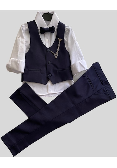 Zincirli Begos Erkek Çocuk Takım Elbise Lacivert