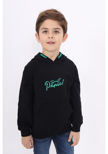 Toontoy Erkek Çocuk Nakışlı Sweatshirt Siyah