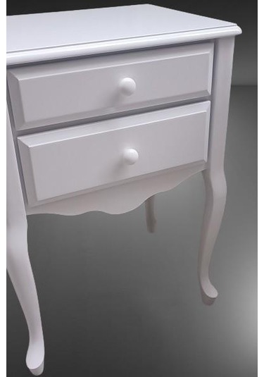 Komodin 90385 Klasik Kayın Aslan Ayak Çit Çekmece 2adet Parlak Beyaz Boya Elyapım