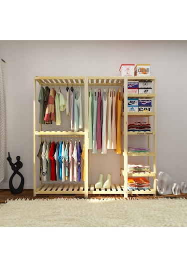 İdea - Açık Ahşap Elbise Dolabı