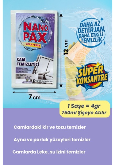 Cam Temizlik Toz Temizlik Saşesi 6 Adet X 4gr