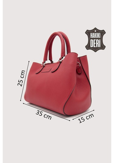 Hakiki Deri Kırmızı Kadın Kol Çantası Uzun Askılı Smr7666 Kırmızı